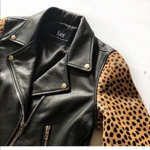 Laer Shrunken Leather Cheetah Moto Jacket